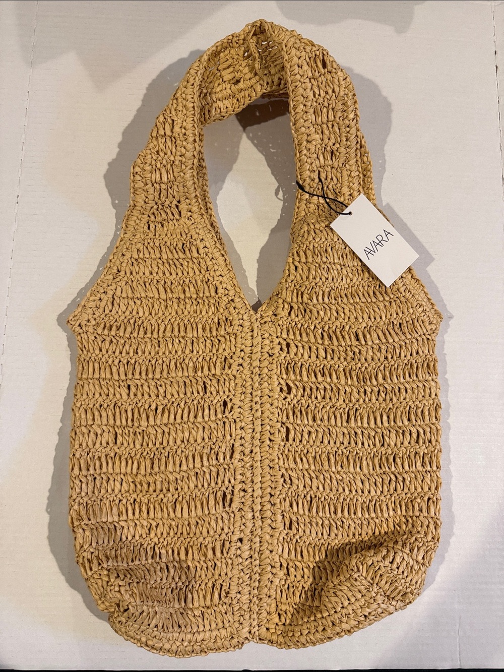 Avara Natural Tan Crochet Shoulder Bag